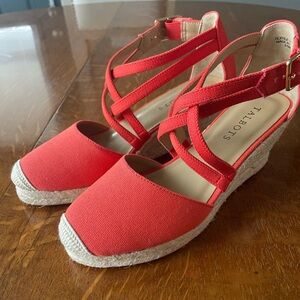 NWOB Talbots espadrille wedges orange sz 6.5